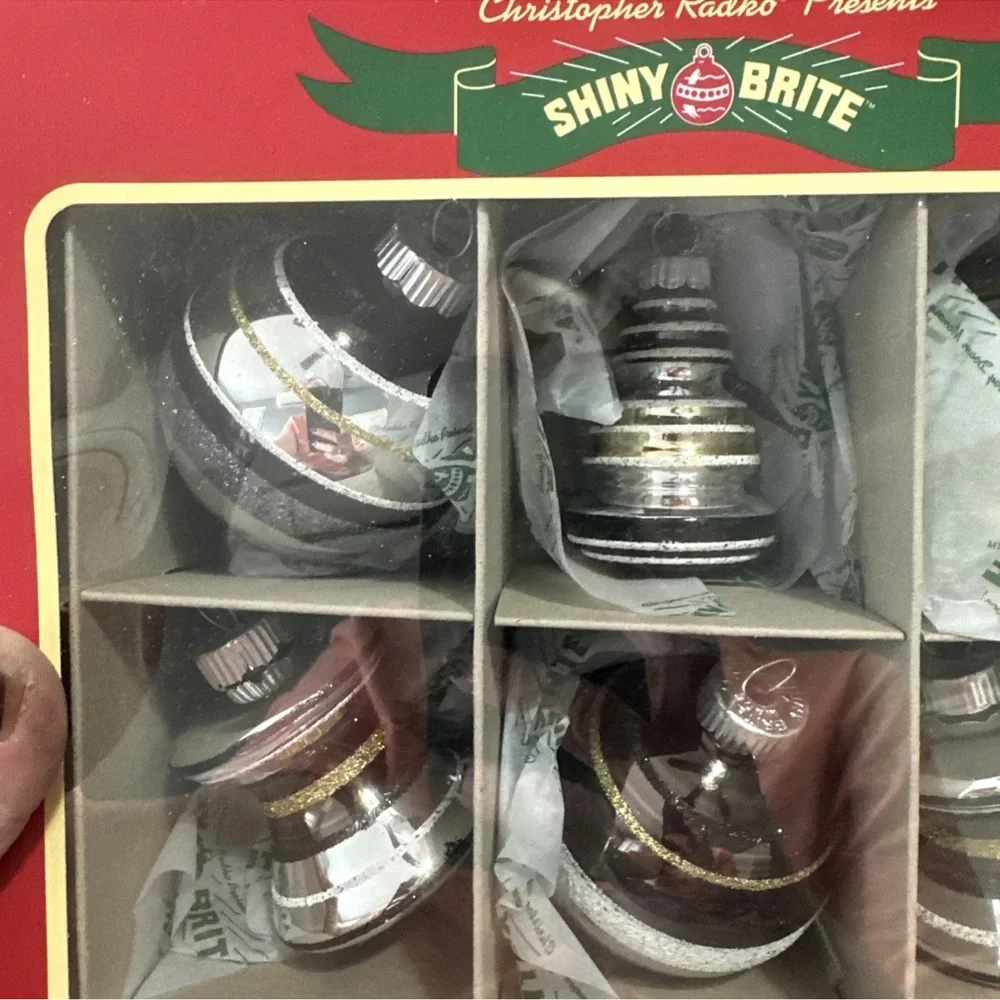 NEW RADKO SHINY BRITE Silver and Gold Glass Christmas Ornaments - 9